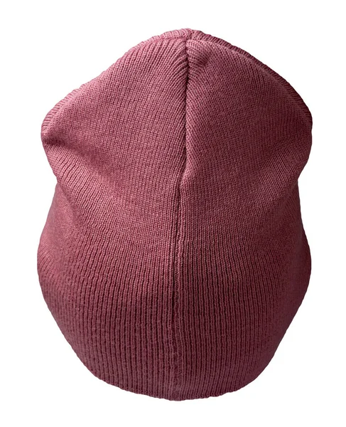 Женская Розовая Шляпа Трикотажная Шляпа Изолированы Белом Фоне — стоковое фото