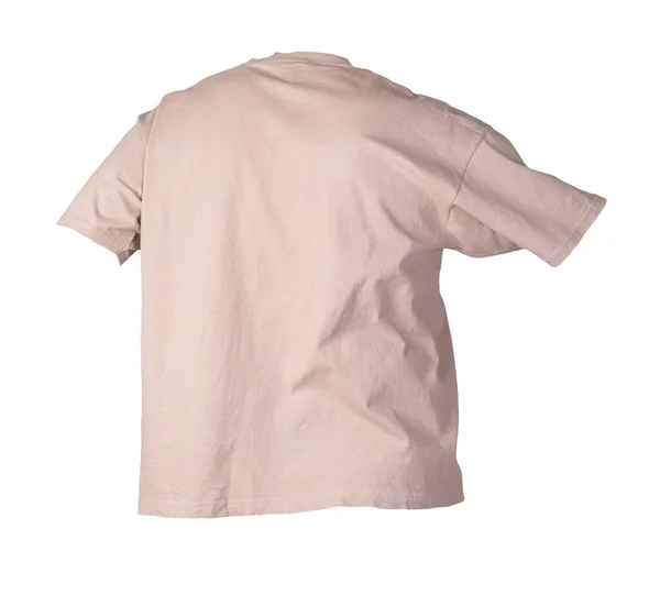 Camiseta Bege Isolada Sobre Fundo Branco Verão Algodão Manga Curta — Fotografia de Stock