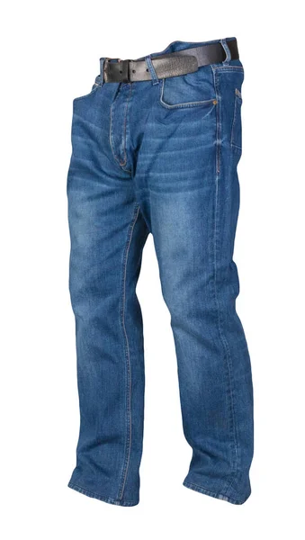 Jeans Blu Isolati Sfondo Bianco Bellissimi Jeans Casual — Foto Stock