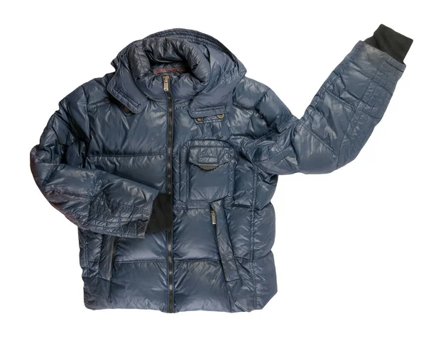 Die Blaue Jacke Der Männer Isoliert Auf Weißem Hintergrund Windjacke — Stockfoto