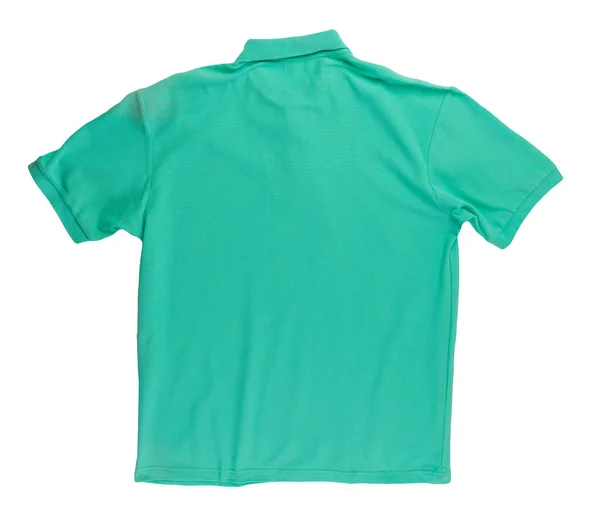 Zelené Tričko Krátkými Rukávy Límečky Izolovanými Bílém Podkladě Bavlněné Košile — Stock fotografie
