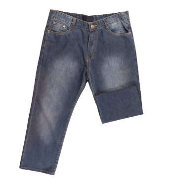 Beyaz arka planda izole edilmiş gri kot pantolonlar. .