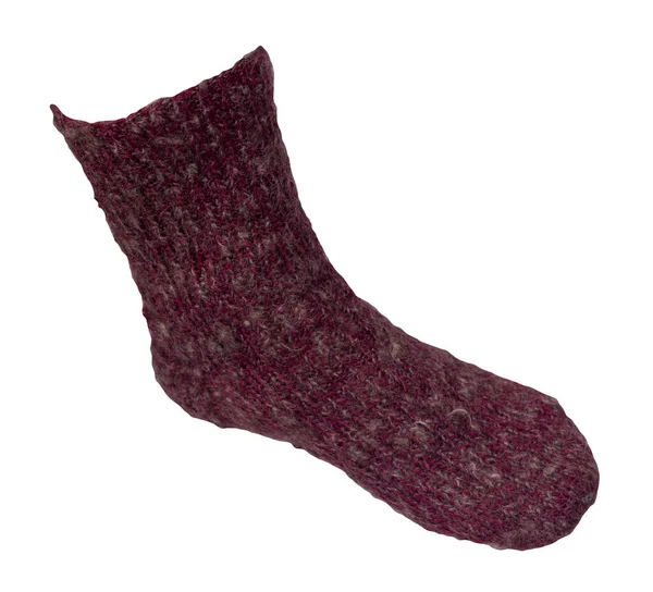 Woolen Burgundy Socks Isolated White Background Winter Accessories — Stock Photo, Image