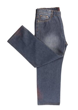 Beyaz arka planda izole edilmiş gri kotlar. Güzel günlük kot pantolon manzarası..