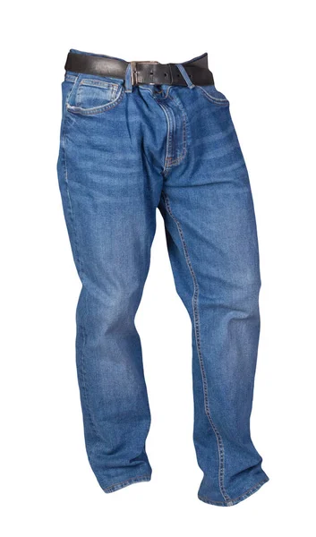 Blå Jeans Isolerade Vit Bakgrund Vackra Casual Jeans — Stockfoto