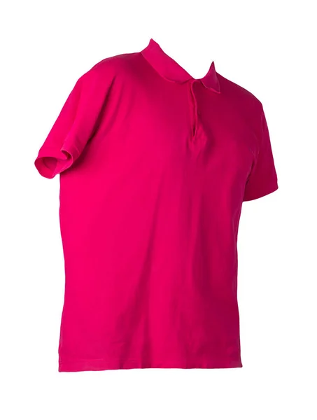 Camiseta Vermelha Manga Curta Com Golas Botão Para Baixo Isoladas — Fotografia de Stock