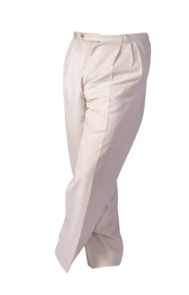 Witte Broek Geïsoleerd Witte Achtergrond Mode Mannen Broek — Stockfoto
