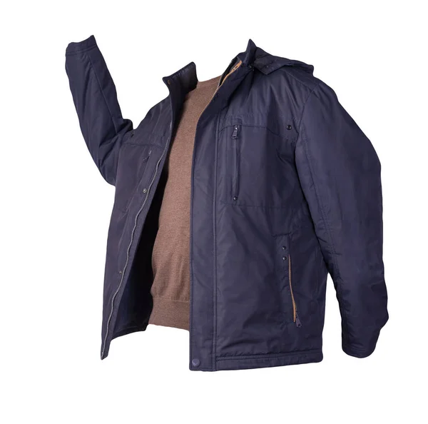 Blaue Jacke Und Brauner Pullover Isoliert Auf Weißem Background Bologna — Stockfoto