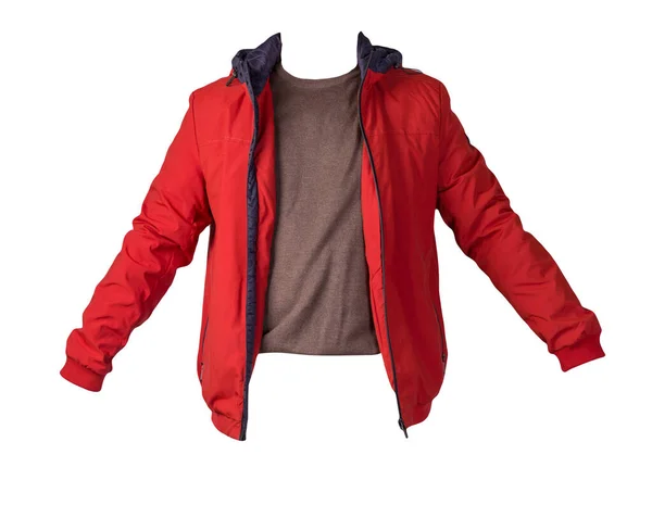 赤いジャケットと茶色のセーターは白い背景に隔離されています — ストック写真