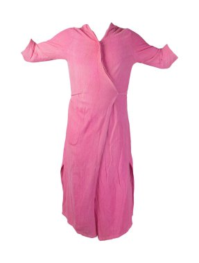 Beyaz arka planda izole edilmiş kadın pembe bornozu. Kadın bornozu.