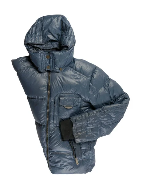 Мужская Синяя Куртка Изолирована Белом Фоне Вид Сверху Ветровую Куртку — стоковое фото
