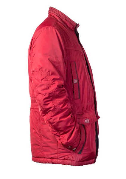 男性用の赤いジャケットは白い背景に隔離されています ウインドブレーカージャケット カジュアルスタイル — ストック写真