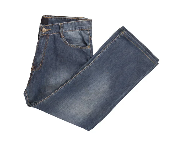 Grå Jeans Isolerad Vit Bakgrund Vackra Casual Jeans Ovanifrån — Stockfoto