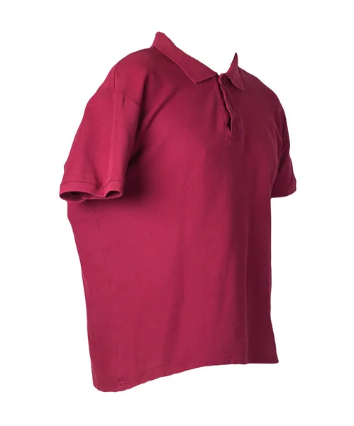 Camiseta Vermelha Escura Manga Curta Com Golas Botão Para Baixo — Fotografia de Stock