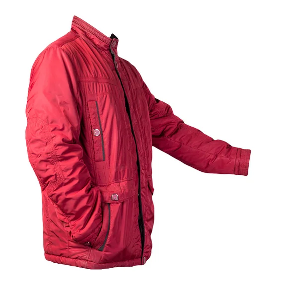 男性用の赤いジャケットは白い背景に隔離されています ウインドブレーカージャケット カジュアルスタイル — ストック写真