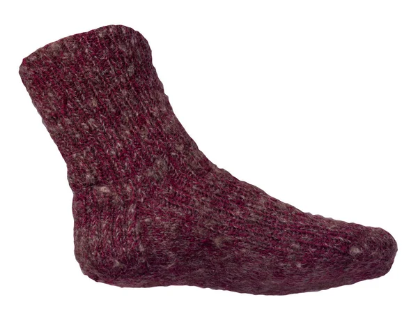 Chaussettes Bordeaux Laine Isolées Sur Fond Blanc Accessoires Hiver — Photo