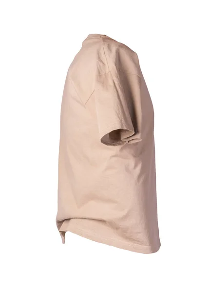 Ljusbrun Shirt Isolerad Vit Bakgrund Sommar Bomull Kort Ärm Shirt — Stockfoto