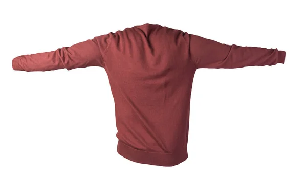Gestrickter Dunkelroter Pullover Mit Reißverschluss Auf Weißem Hintergrund Pullover Unter — Stockfoto