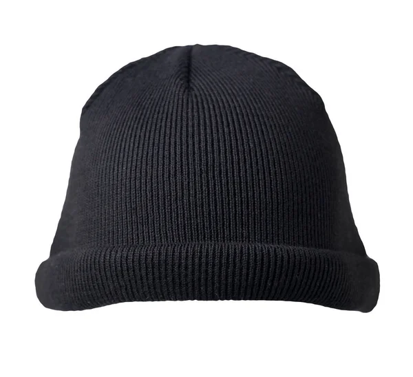 Docker Πλεκτό Μαύρο Καπέλο Απομονώνονται Λευκό Φόντο Μοντέρνο Καπέλο Ράπερ — Φωτογραφία Αρχείου