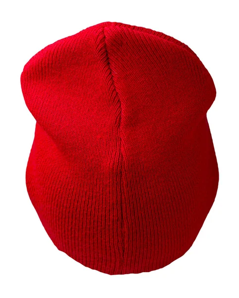 Chapéu Vermelho Feminino Chapéu Malha Isolado Fundo Branco — Fotografia de Stock