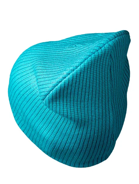 女性用ターコイズハット 白い背景に隔離されたニット帽 — ストック写真