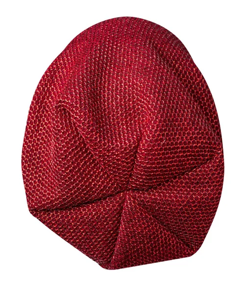 Kadın Kırmızı Şapkası Örgü Şapka Beyaz Arkaplanda Izole — Stok fotoğraf