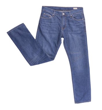 Beyaz arka planda izole edilmiş kot pantolon. Güzel rahat kot üst görünümü .