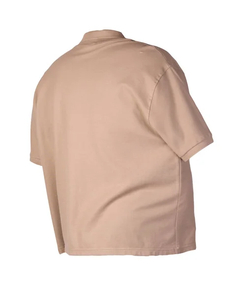 Shirt Manica Corta Marrone Chiaro Con Colletti Button Isolati Camicia — Foto Stock