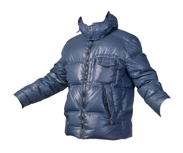 Blaue Jacke Mit Kapuze Auf Weißem Hintergrund Windjacke Lässiger Stil — Stockfoto