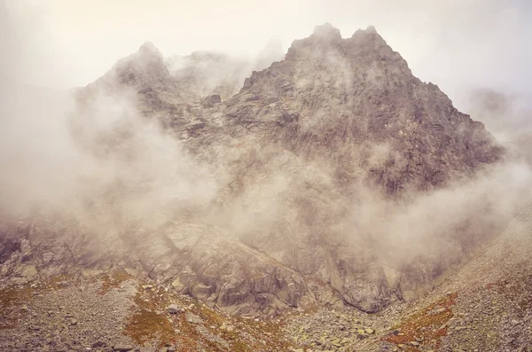 Bulutlu dağ manzarası. 