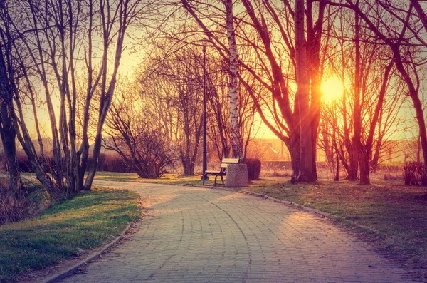 Paesaggio con il sole al tramonto . — Foto Stock