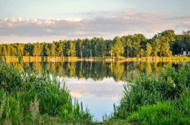 Göl güneşli bir öğleden sonra. 