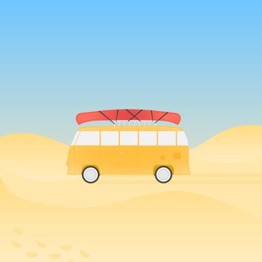 Sahilde Kano ile seyahat otobüsü