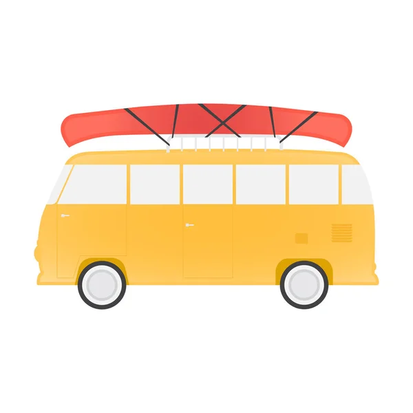 カヌー旅行の黄色いバス — ストックベクタ