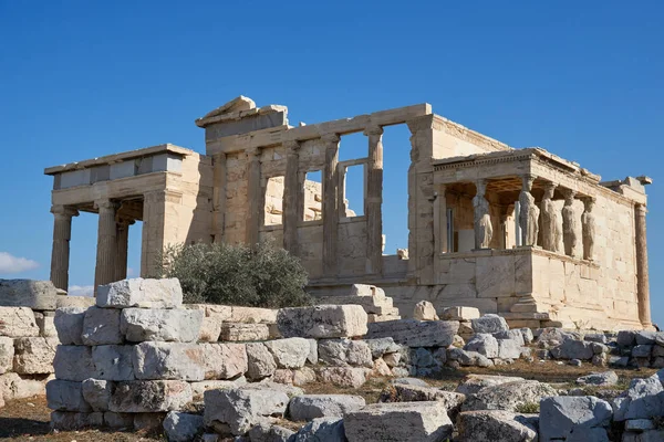 Erechtheion Est Temple Grec Antique Sur Côté Nord Acropole Athènes — Photo