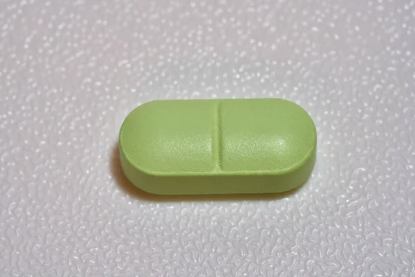 Une Pilule Verte Médicament Contre Douleur Pharmacie Macro Gros Plan — Photo