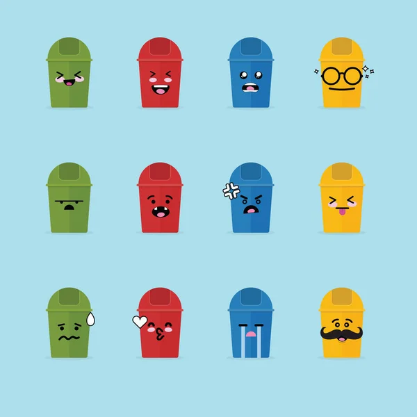 Smile Emoji Emoticon Face Trash Can Lot Variation Stock Vector Image by