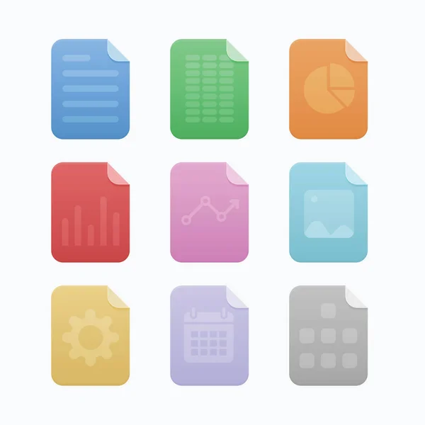 Colorful Paper Icon Different Symbol Each Icon — Stock Vector