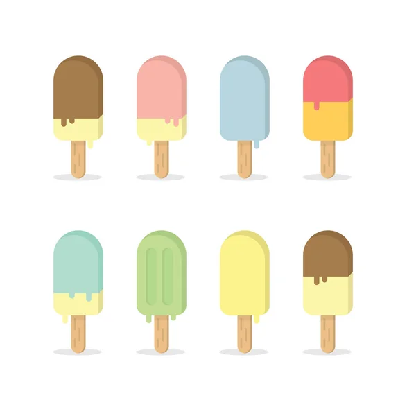 冰棒冰淇淋 色泽光滑柔和 — 图库矢量图片