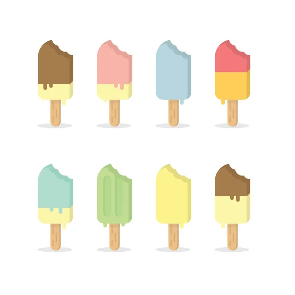 Helado Paleta Con Color Suave Suave Con Marca Mordedura — Vector de stock