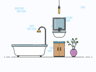 Banyo iç mimarisi ve modern tasarım.