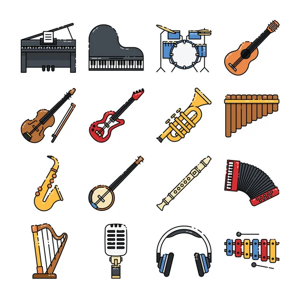 Modern tasarıma sahip müzik aleti çizgisi simgesi