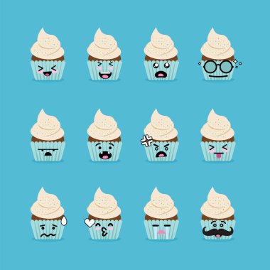 Kekin içinde bir sürü çeşitlilikle gülen emoji ifadesi var.