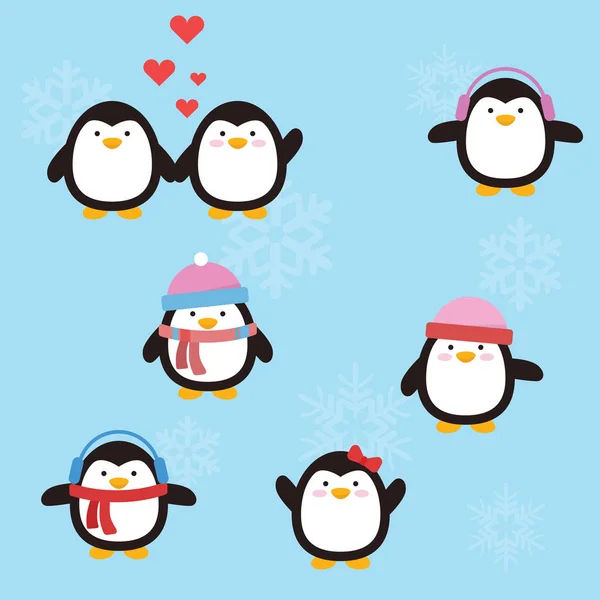 Aranyos Pingvin Variációs Stílus Pozíció — Stock Vector