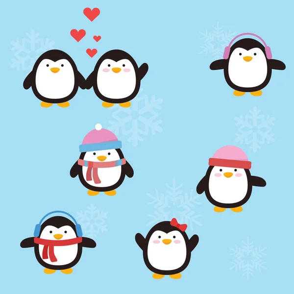 Değişim tarzı ve konumu olan sevimli penguen.