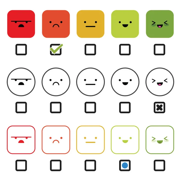 Satisfaction Rating Smilies Face Icon Variation — Stock Vector