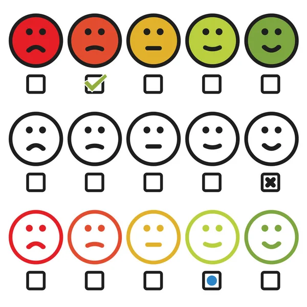 Taux Satisfaction Avec Les Smileys Variation Icône Visage — Image vectorielle