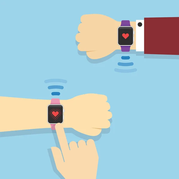 Concepto Tecnología Smartwatch Con Envío Mensaje Amor — Archivo Imágenes Vectoriales