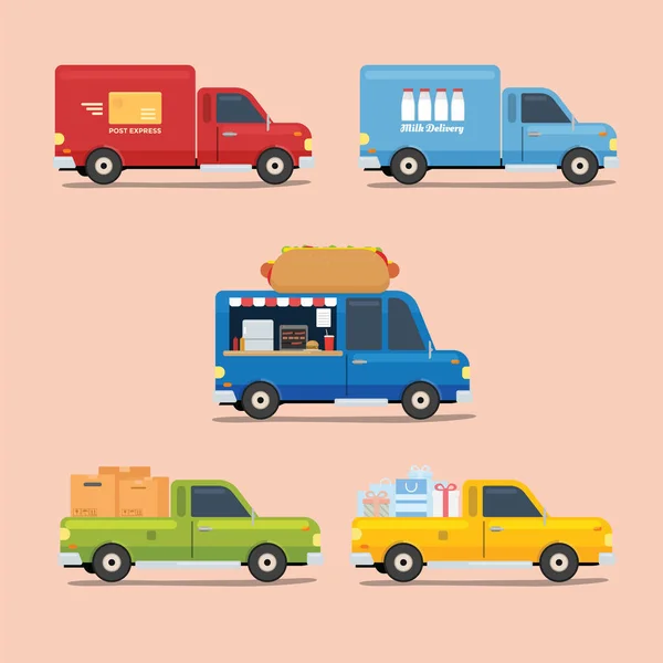 Van Truck Icono Con Diferentes Colores Variaciones — Vector de stock