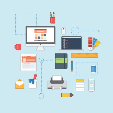 Düz ve özet tasarımlı tasarım ürünleri koleksiyonu